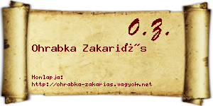 Ohrabka Zakariás névjegykártya